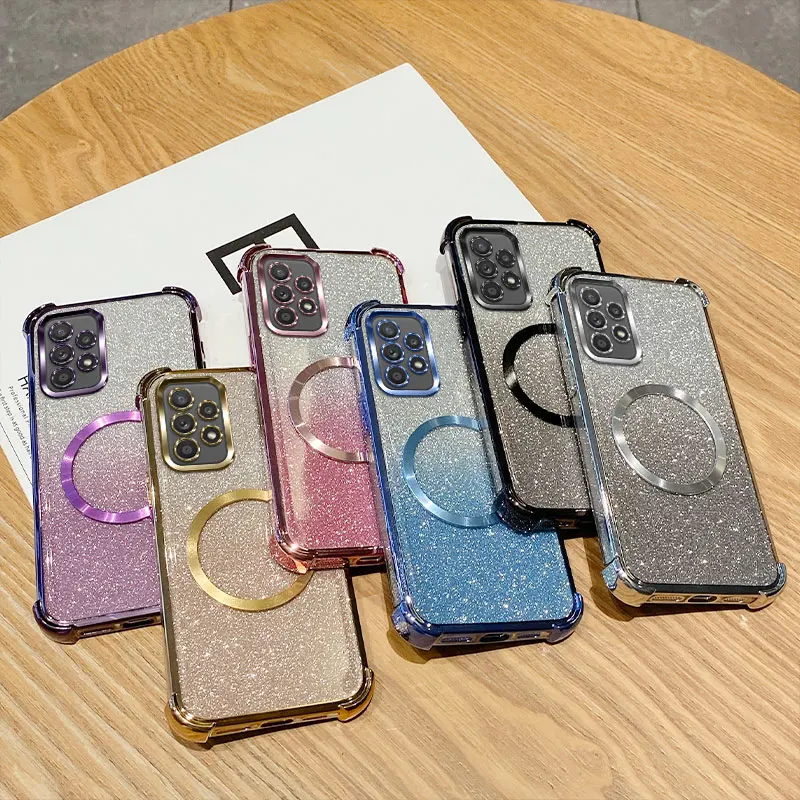 Shockproof Clear Magnetic Ring Glitter Phone Case