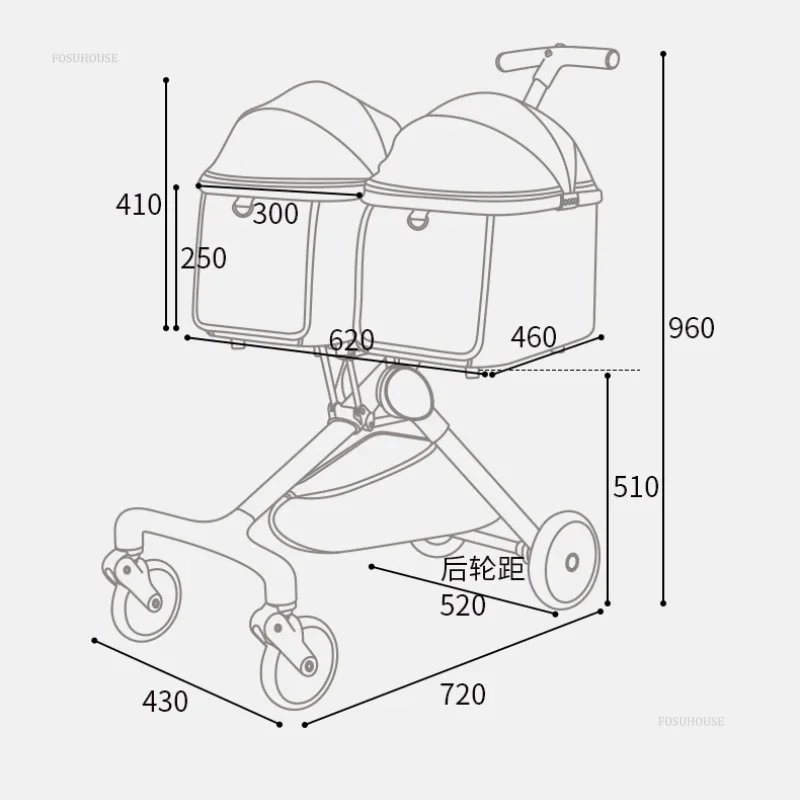 Cochecito ligero y multifuncional para perros y gatos pequeños.