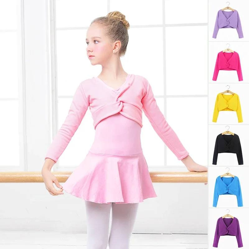 

Girls Ballet Crop Tops Dance Leotards Coat High Waist Ballet Clothes Children Long Sleeve Gymnastics Leotard Overall 9 Colors