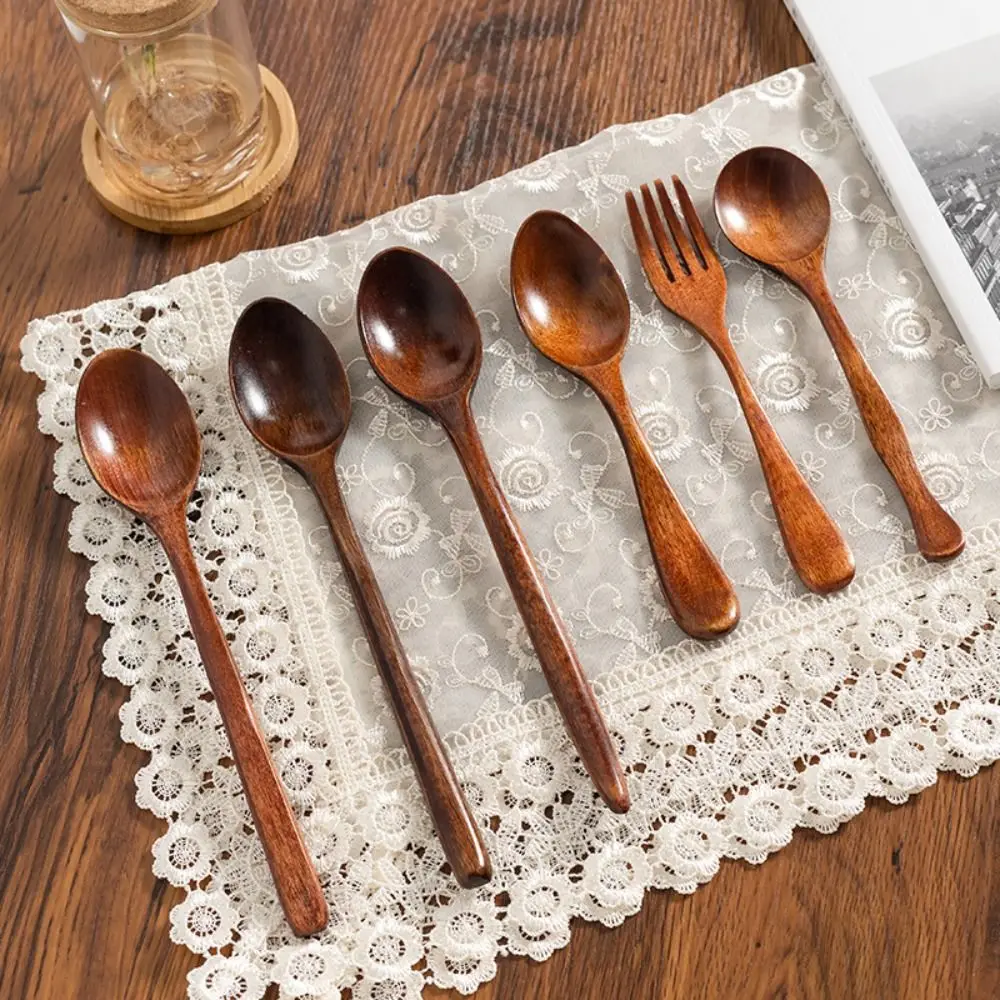 Non Scratch Ice Cream Kitchen For Soup Cooking Teaspoon Tableware Coffee Spoon Wooden Spoon Stirring Fork