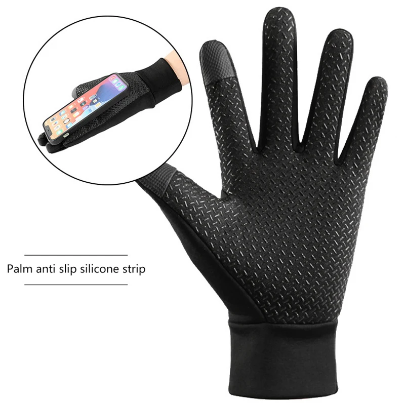 Cycling Gloves Winter Warm Cycling Gloves Wind Waterproof Breathable Nonslip Hiking Skiing Running Snowmobile Motorbike Men