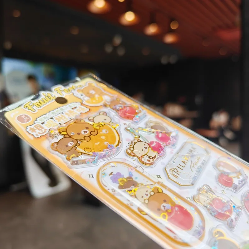 1/2pcs Kawaii 일본어 Rilakkuma 3d Quicksand Shaking Oil-Filled 스티커 Diy 휴대 전화 케이스 장식 학생 계정 선물