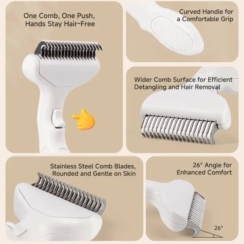 Floating Stainless Steel Removal Brush Curved Design For Long Hair Breeds Puppy Cat Pet Products Dog Grooming_voghion.com