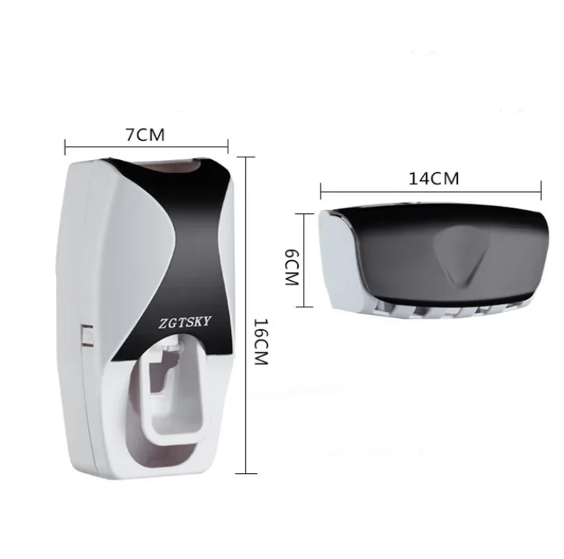2PCS Automatic Toothpaste Dispenser Wall Mount Dust-proof Toothbrush Holder Wall Mount Bathroom Accessories Set Squeezer