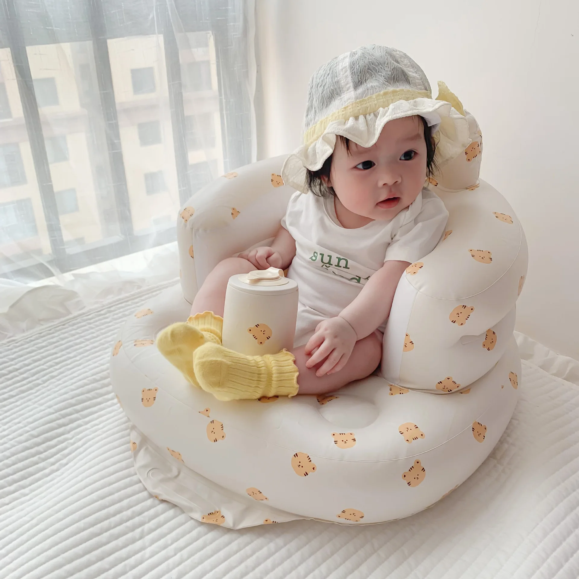 Infant Inflatable Sofa Children Puff Portable Bath Chairs PVC Multifunctional Seat Practice Sitting Bath Stool inflatable sofa,children sofa,single sofa chair
