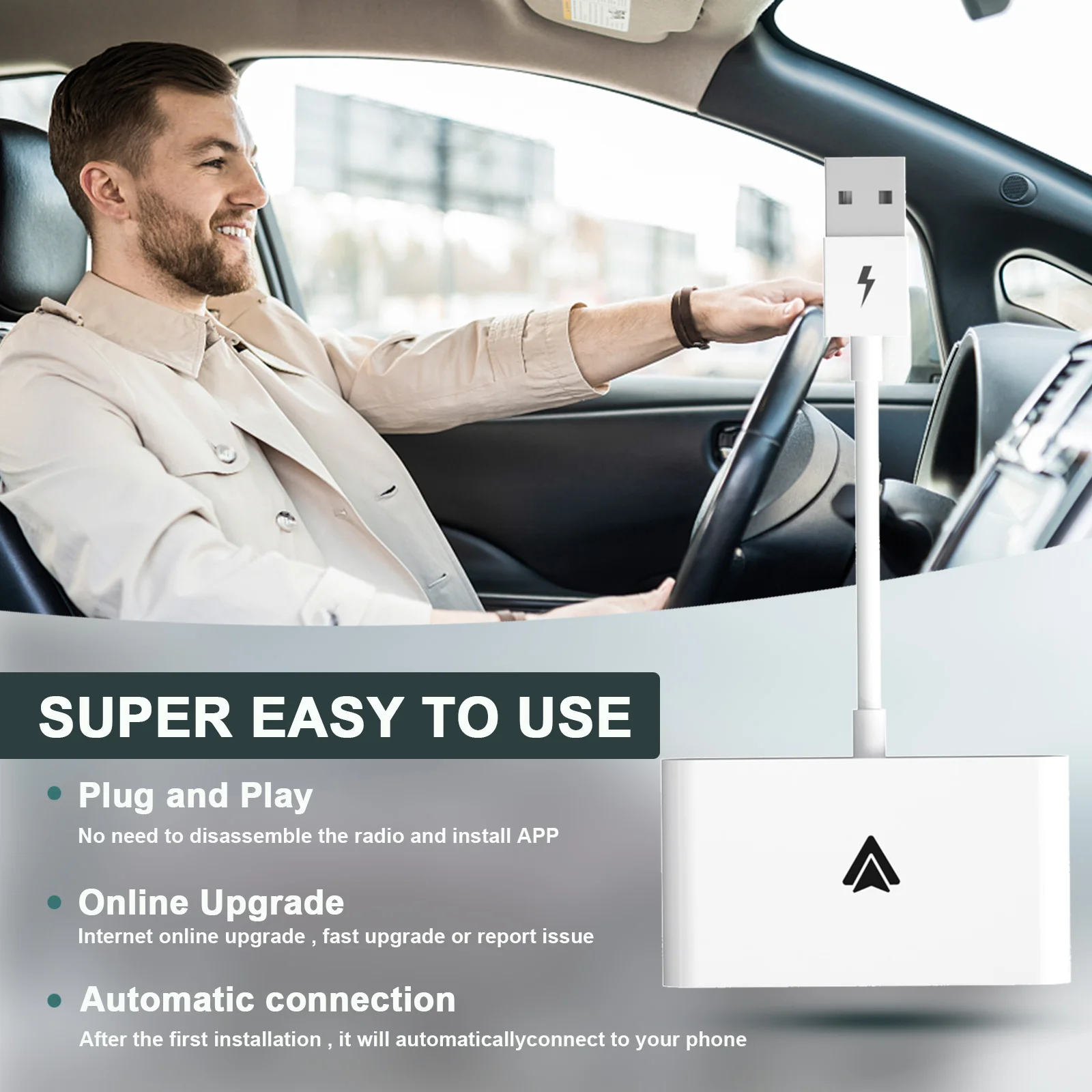 Per Android O Apple Wireless Carplay Dongle, Nuovo Adattatore Per Auto Wireless Per Android,Plug Play Wifi Aggiornamento Online