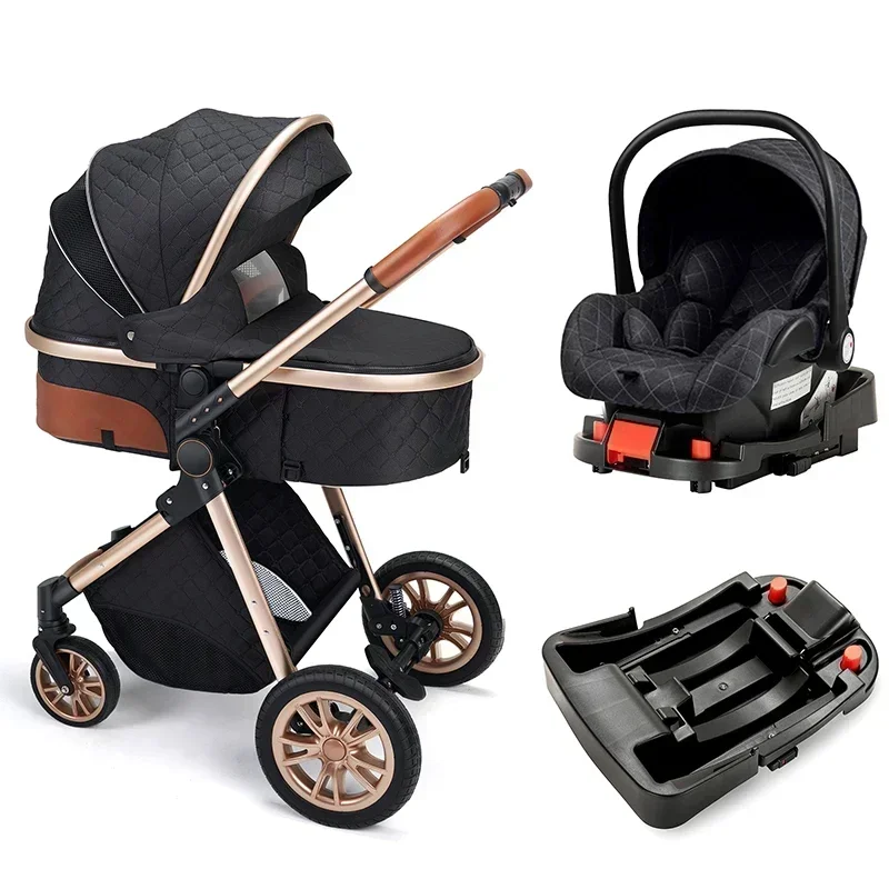 3in1 High Landscape Baby Stroller with car seat Newborns Infant Portable Baby Carriage ISOfix Base Multi functional strollers baby stroller