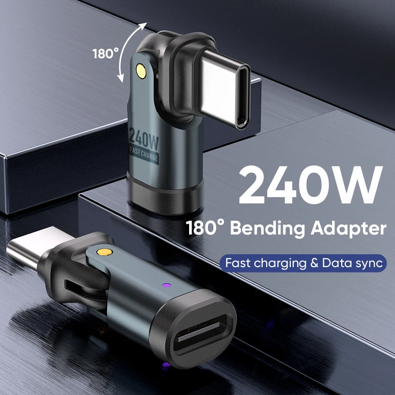 NNBILI 180 °    PD240W USB3.1 USBC to Type C OTG 어댑터 5A 고속 충전 케이블 컨버터 (아이폰 16, 맥북, 화웨이, 비보, 아이쿠용) ?