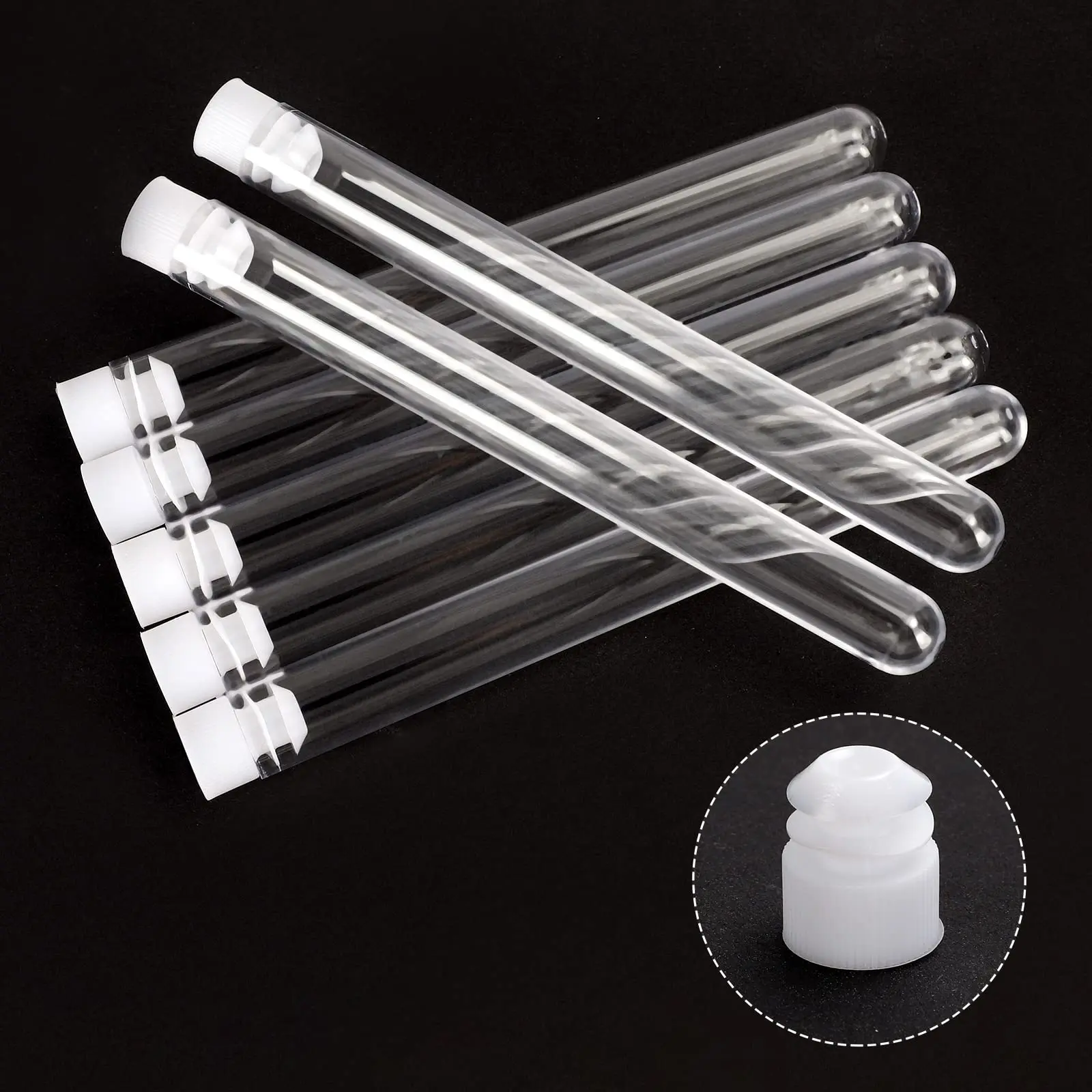 25ml 16x150mm Plastic Test Tubes with Caps Transparent Tubes for Lab Colleges Universities School  Scientific Experiments（30pcs)