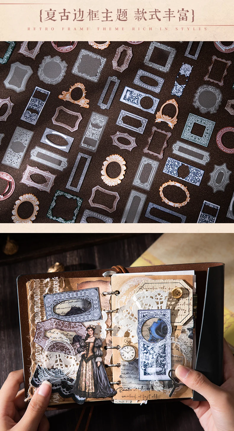 JIANQI 20 Stück/Packung Rahmen Dekor Aufkleber Collage Junk Journal DIY Scrapbooking Selbstklebende kreative Bastelaufkleber – Detail 6