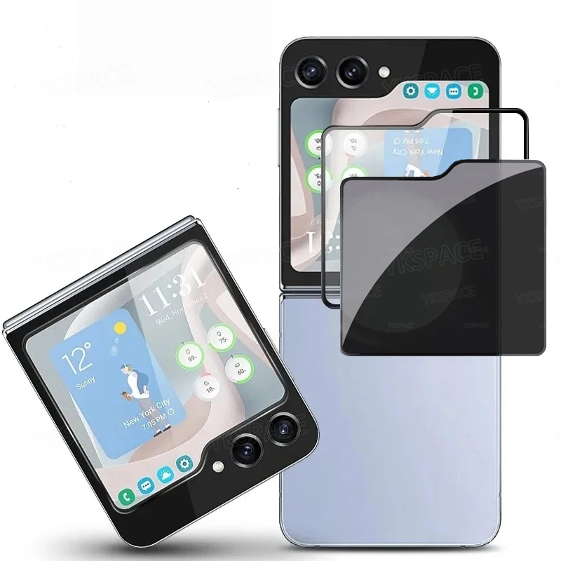 2-Pack Privacy Anti-Spy HD Clear 9H Tempered Glass Flip Screen Protector