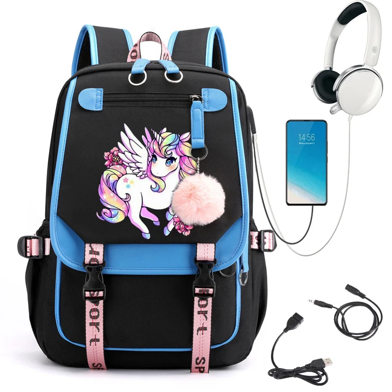 

Primary School Backpack Bag Cute Anime School Bag for Girls Waterproof Bagpack Large Capacity Cartoon Unicorn Mochila Escolar