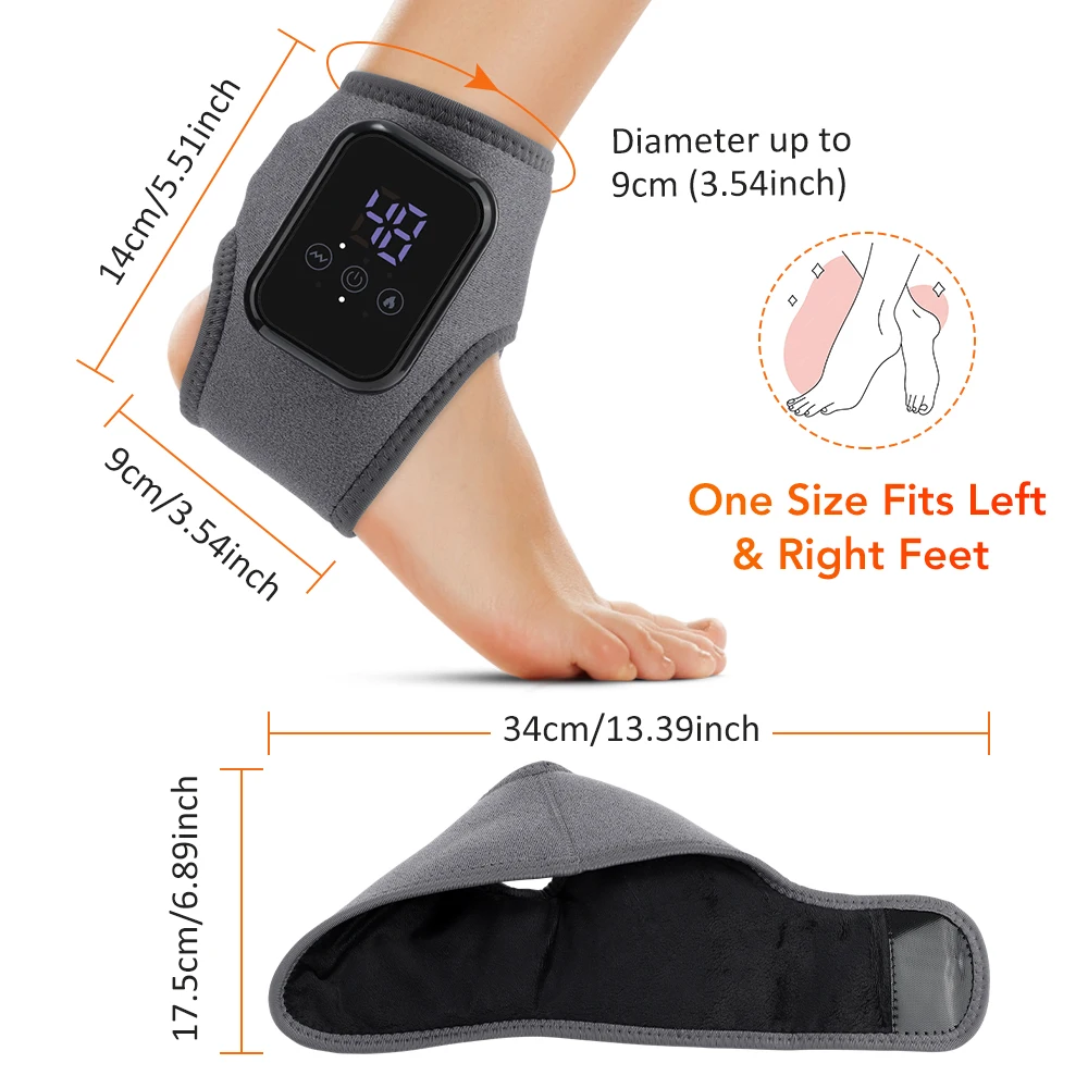 Electric Ankle Massager Vibration Hot Compress Foot Massager Support Brace Ankle Heating Pad with Massage