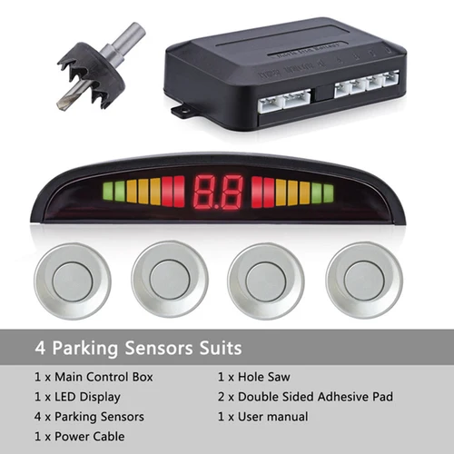 Parktronic-주차 센서 4 센서 22mm LED 백라이트 디스플레이 역방향 백업 레이더 모니터 시스템, vw saab bmw hyundai용 6