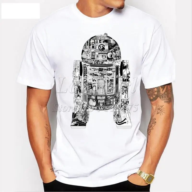 

Newest men's fashion short sleeve black robot design t-shirt funny tee shirts Hipster O-neck popular tops
