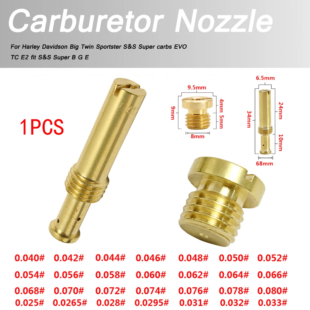 1 Pz Per Harley Davidson Big Twin Sportster S & S Super Carb Evo Tc E2 Fit S & S Super B G E Main Jet Ugello Principale In Metallo Pilot Jet