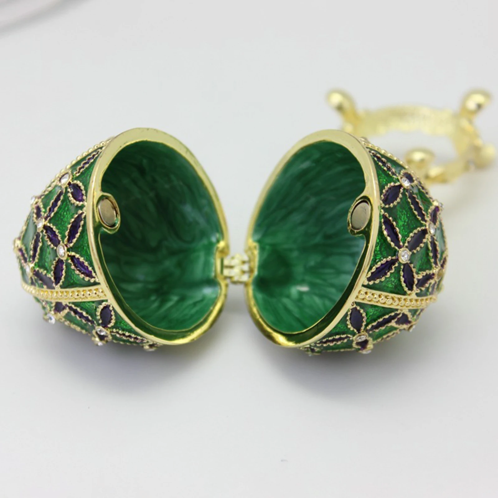 Easter Egg Shape Enameled Trinket Box Decoration Handcrafts Figure Crafts Spring Rings Faberge Egg Jewelry Organizer
