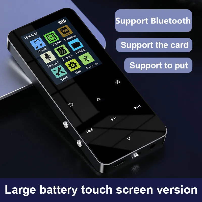 MP3 MP4 Player MP3 MP4 Music Player Metal Touch Walkman Player HiFi Bluetooth 5.0 Support Card Built-in Speaker E-Book With Alarm Clock