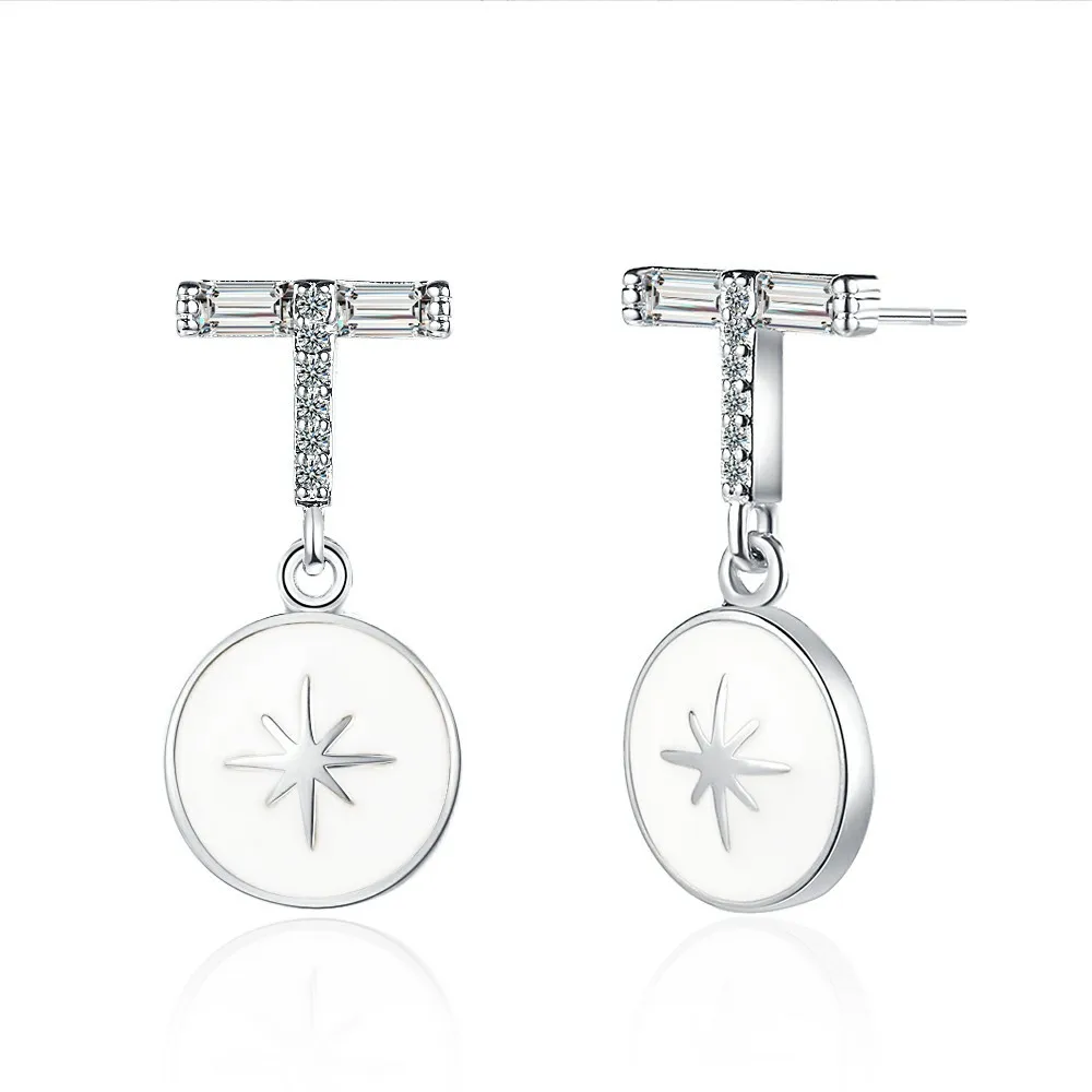

Luxury Simple Zircon Inlaid Diamond 925 Sterling Silver Drop Earrings Refreshing Stylish Women Earrings Jewelry Gift
