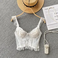 Français Chic Sexy femme sans manches maigre dos nu femme Corset Camis dentelle pure Spaghetti sangle Hotsweet débardeurs livraison directe 3