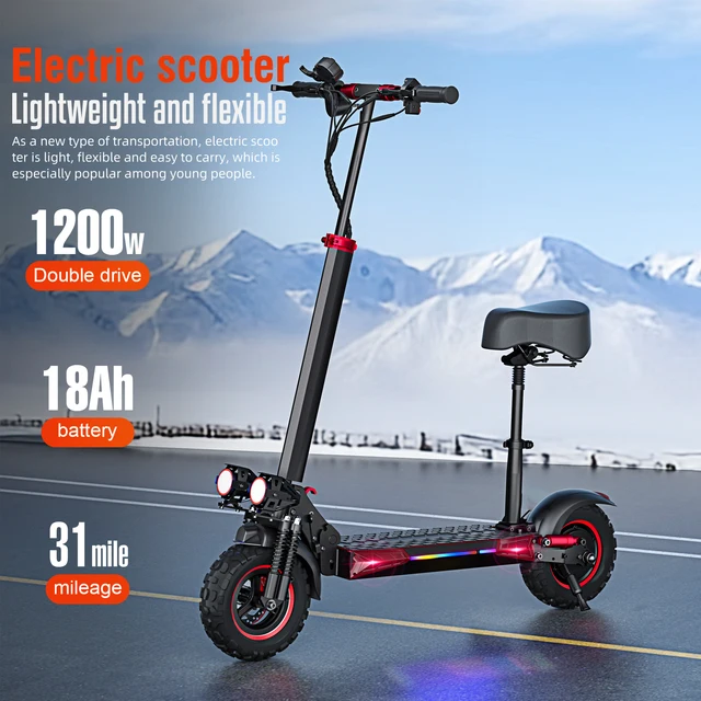 Trottinette électrique HKFREEBOY J11MAX 55 km/h, batterie 48V 18Ah, autonomie 50 km, moteur 1200W, pneus tout-terrain 11 pouces, freins à disque doubles, pliable 1