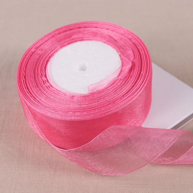 Burgundy Transparent Organza Ribbon for DIY Crafts and Decorations