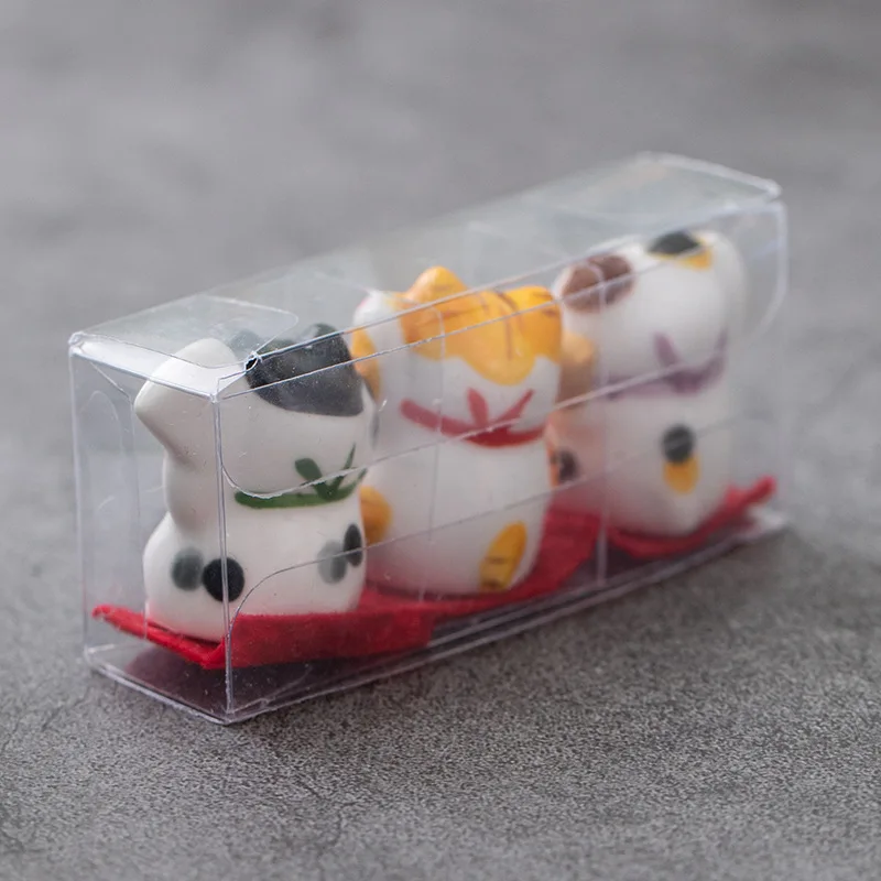 Japanese Ceramic Daruma Crafts Cartoon Lucky Cat Fortune Ornament Landscape Home Decor Accessories Gifts Living Room Decoration