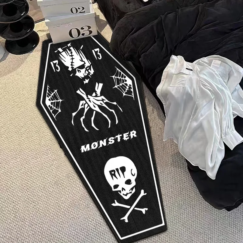 VIKAMA Halloween Gothic Style Horror Skull Vampire Carpet Bedroom Living Room Entrance Washable Stain-resistant Floor Mats floor mat