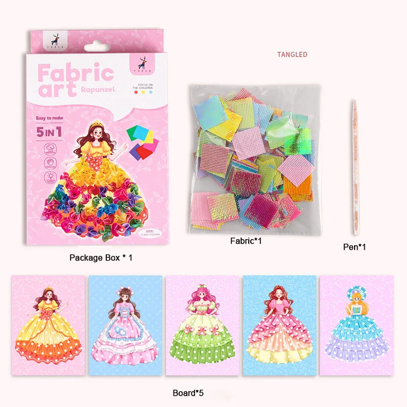 Fabric Art Frenzy: Princess Dress-Up Animal Puzzle & DIY Craft Kit