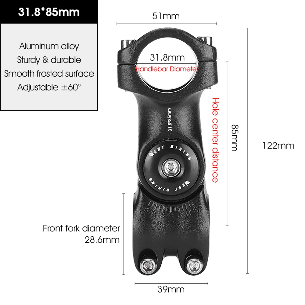 Adjustable Bicycle Handlebar Stem Variable 60DegreeAngle