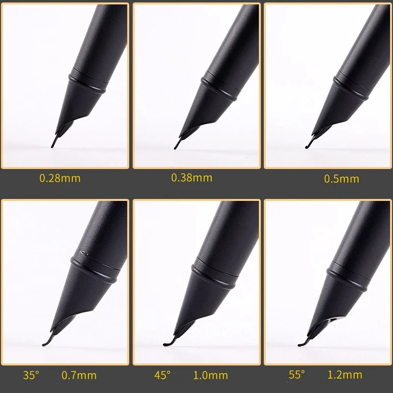 0.28-1.2mm Luxury Black Hidden Titanium Nib Fountain Pen Writing Signing Calligraphy Pens Gift Office Stationery Supplies