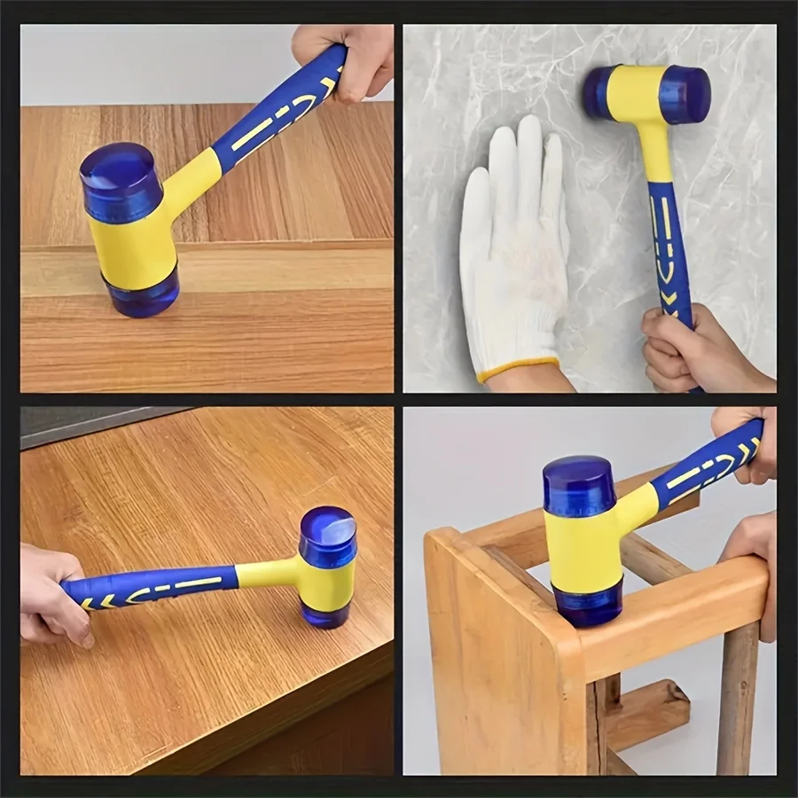 1 Double Headed Installation Hammer 25mm Rubber Hammer with Rubber Handle Detachable Insulated Installation Hammer
