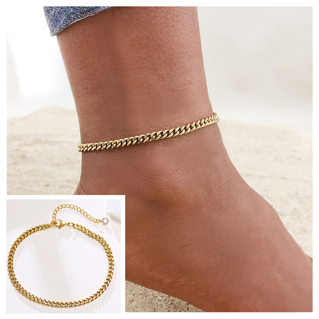 Chain Anklet for Women Girls Adjustable Summer Beach Chain Anklet Bracelet Mother's Day Gifts Stainless Steel Not Allergic
