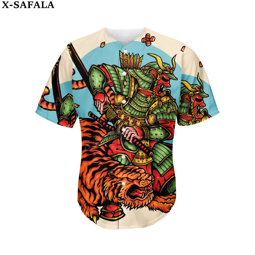 

Японская Маска самурая Oin Tattoo, тигровый дракон, бейсбольная Джерси, летняя рубашка, мужские топы, футболка большого размера в стиле хип-хоп