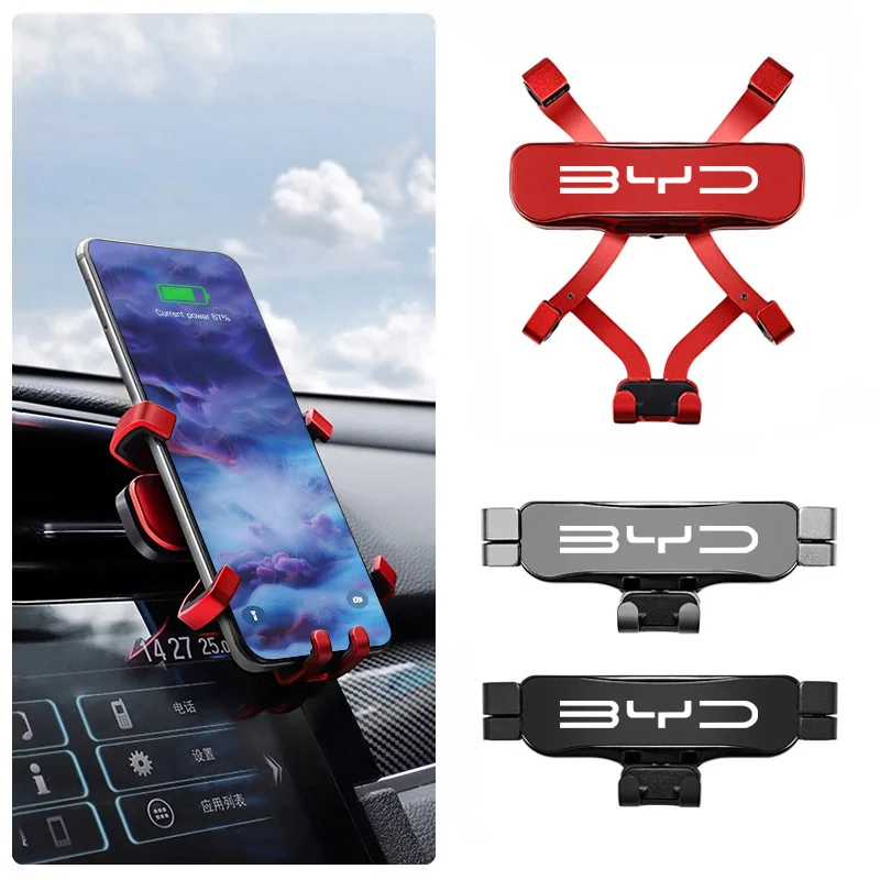 Gravity Phone Holder Car Air Vent Clip Mount Supporto Per Smartphone Per Byd Atto 3 Yuan F3 E6 F0 G3 I3 Plus Ea1 Song Max Tang Dmi 2Din