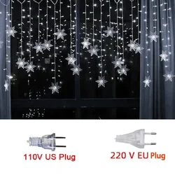 Enchanting Snowflake LED Fairy Lights - Waterproof Christmas Decoration Garland - EU Plug 220V (White)