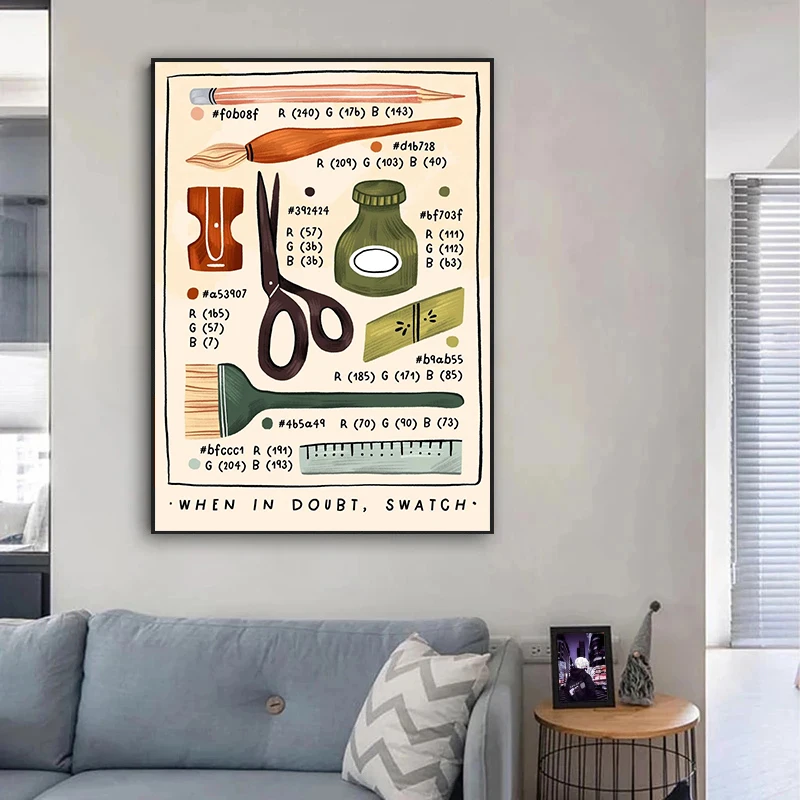 Vintage Wall Art Canvas Painting Swatch Tools Poster Modulare Decorazione Della Casa Modern Living Room Decor Picture Cuadros No Frame