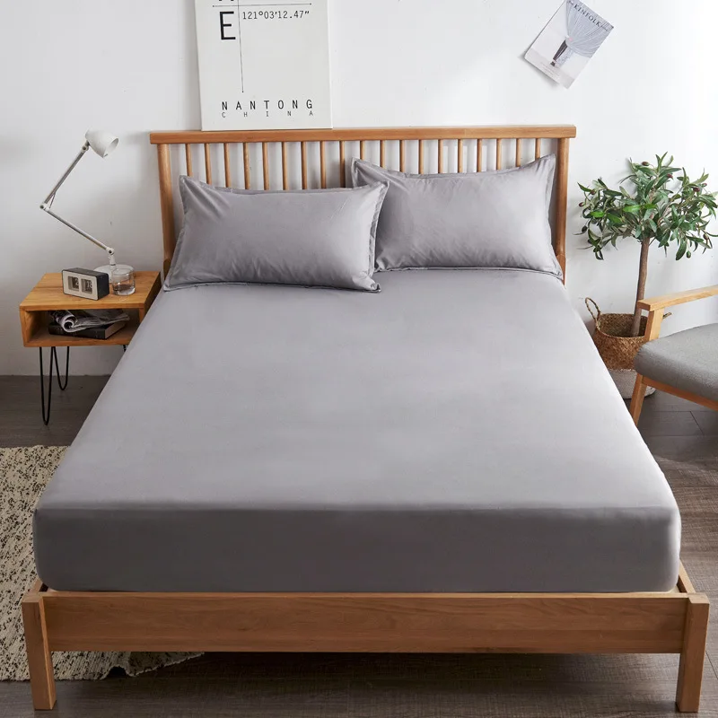 Description Picture 3 of item85% Cotton Bed Sheet with Elastic Band Replacement Fitted Bed Sheet Eur Mattress Protective Cover 135/140/160  Double Linens