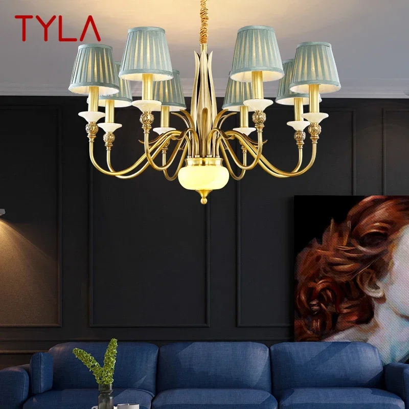 

TYLA American Brass Pendent Lamp Luxurious Living Room Restaurant Bedroom Retro Hotel Villa Chandelier