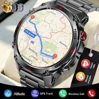 2025New montre intelligente militaire extérieure hommes 1.46 "AMOLED intégré GPS boussole altimètre 3ATM horloge étanche BT appel montres intelligentes 1