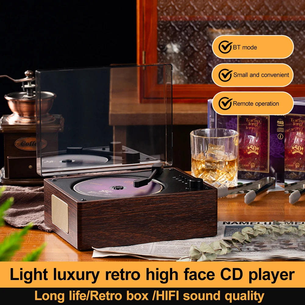 CD Player Retro Portable Bluetooth CD Player with Remote Control Rechargeable Music Device for Home and Outdoor Use