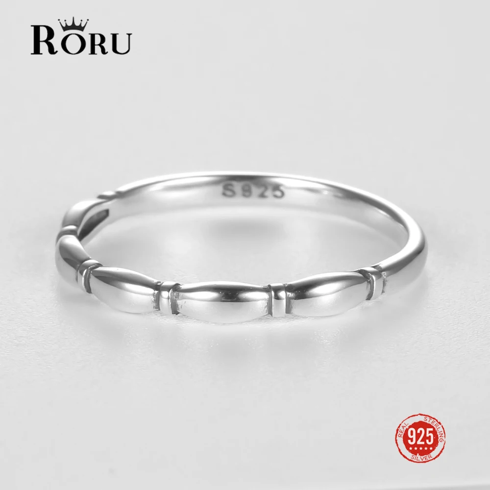 

RORU Women's Sterling Silver 925 100% Jewelry Geometric Simple Finger Rings for Women Female Daily Fine Jewelry Gifts