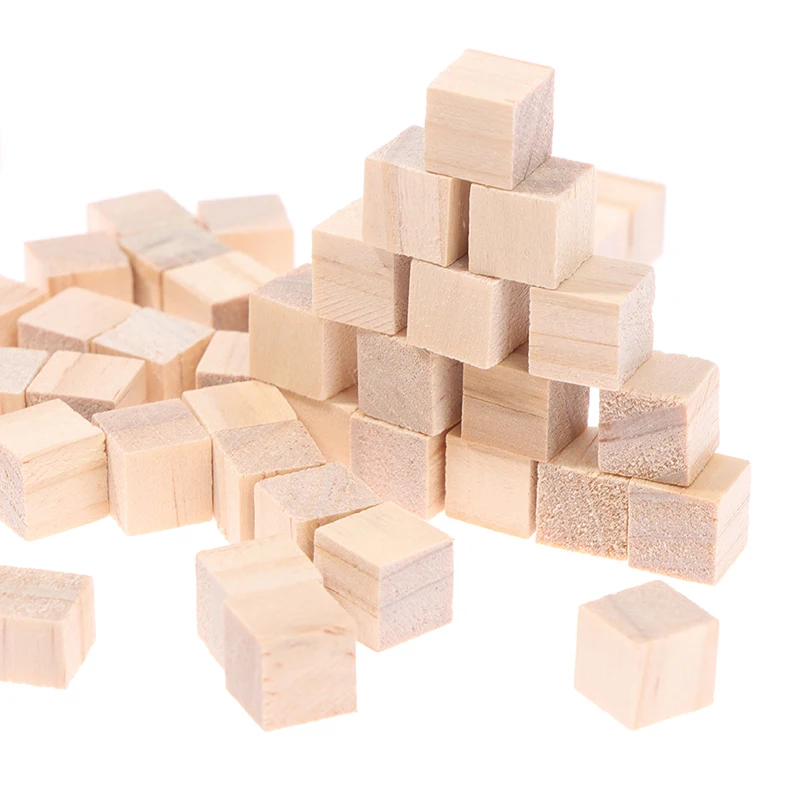 

100Pcs Wooden Cubes Toy Unfinished Blank Mini Square Cubes Wood Block For Math Making Craft DIY Project Gift Educational Toy 1cm