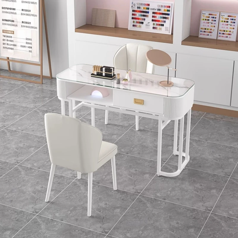 Design Japanese Nail Tables Luxury Glass Exquisite White Manicure Desk Modern Transparent Nagel Tafel Salon Furniture HD50ZJ