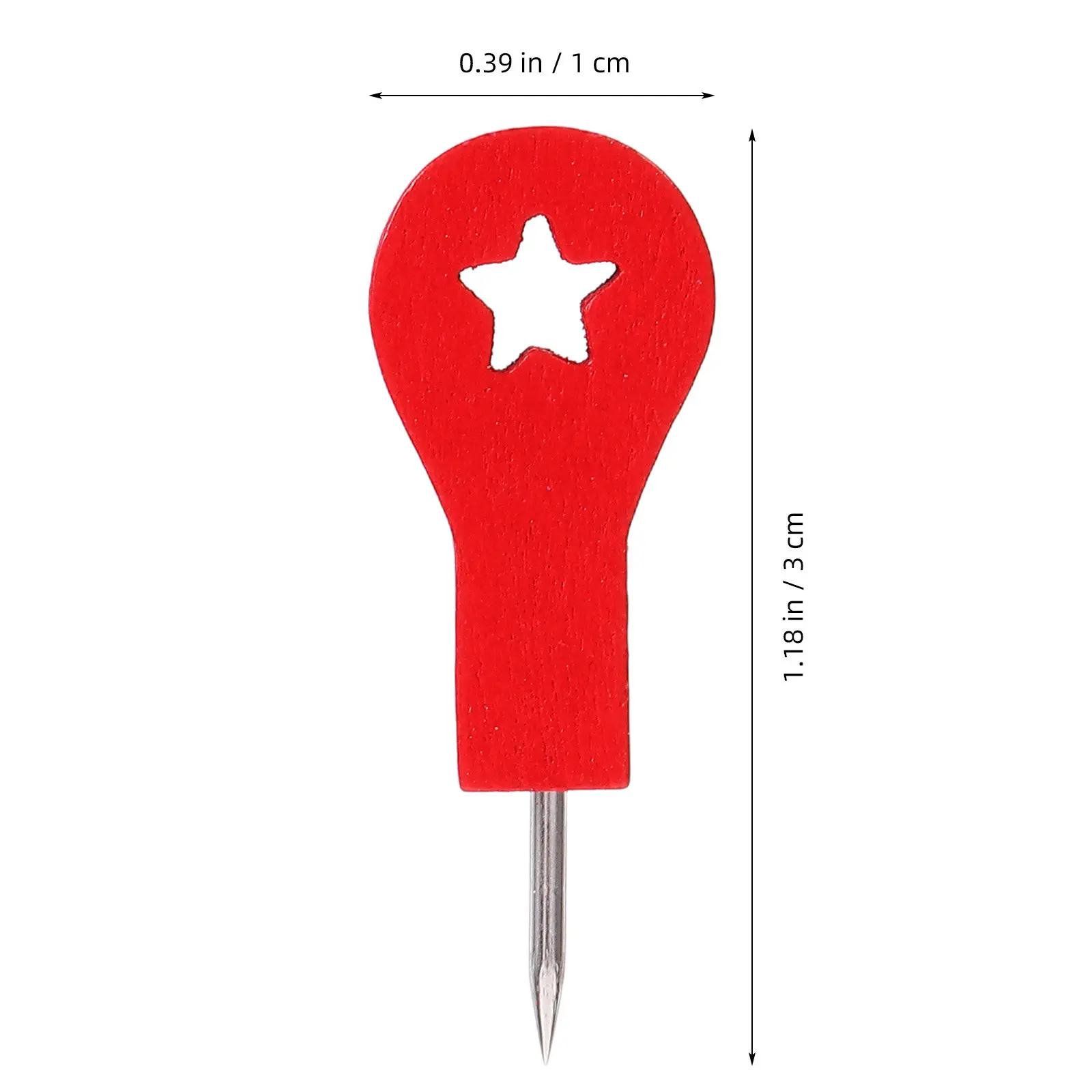50개 나무 화살 모양 푸시핀 빨간색 지도핀 여행 지도 코르크보드 게시판 학교 사무용품 하트핀 보드