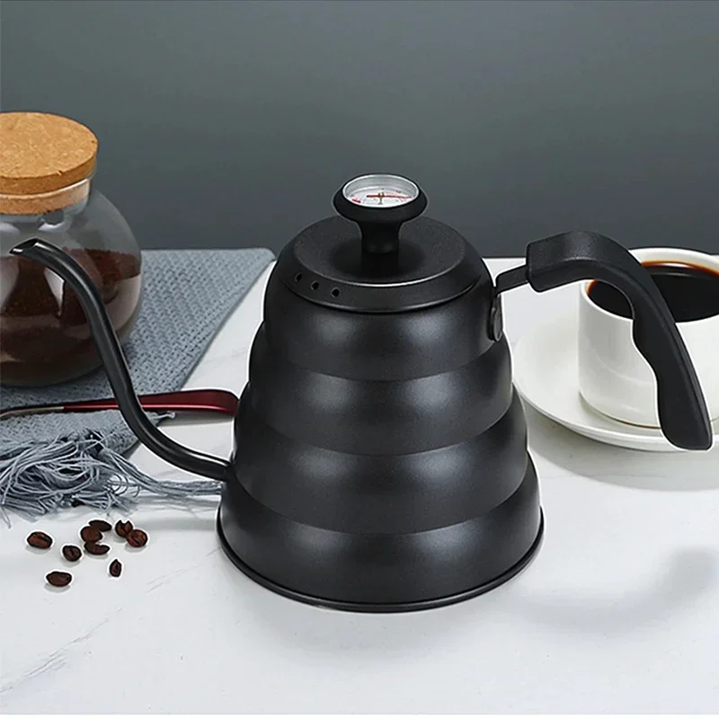 Description Picture 2 of itemStainless Steel Thermometer Coffee Kettle Swan Long Neck High Capacity Hand Brewed Coffee Pot Kitchen Accessory Home Coffeeware