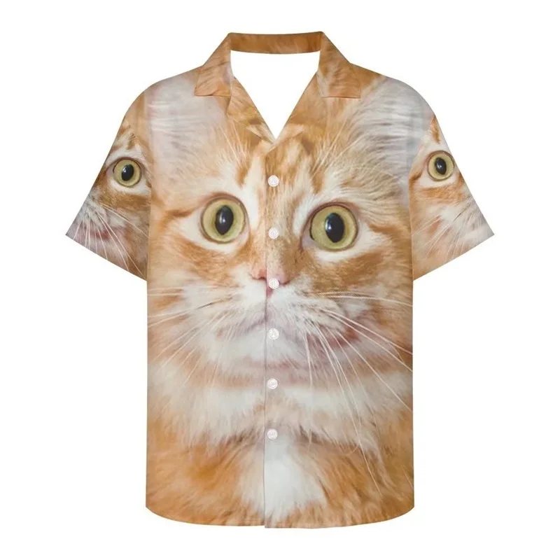 thumbnail image 1 of Camisas hawaianas con estampado de tigre y ciervo para hombre, blusas informales de manga corta para fiesta, abotonadas, para verano, 1 of 4