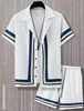 Hawaiian Shirt Set Men 3D Printed Blue And White Porcelain Pattern Summer Fashion Casual Daily Oversized Shirt+shorts 2piece Set 5