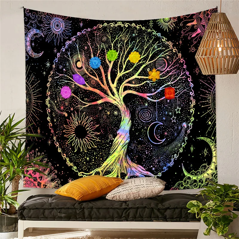 Cosmic Tree of Life Tapestry Fantasy Big Tree Wall Cover Home Decor Origin Tree Background Bedroom Wall Hanging Cloth