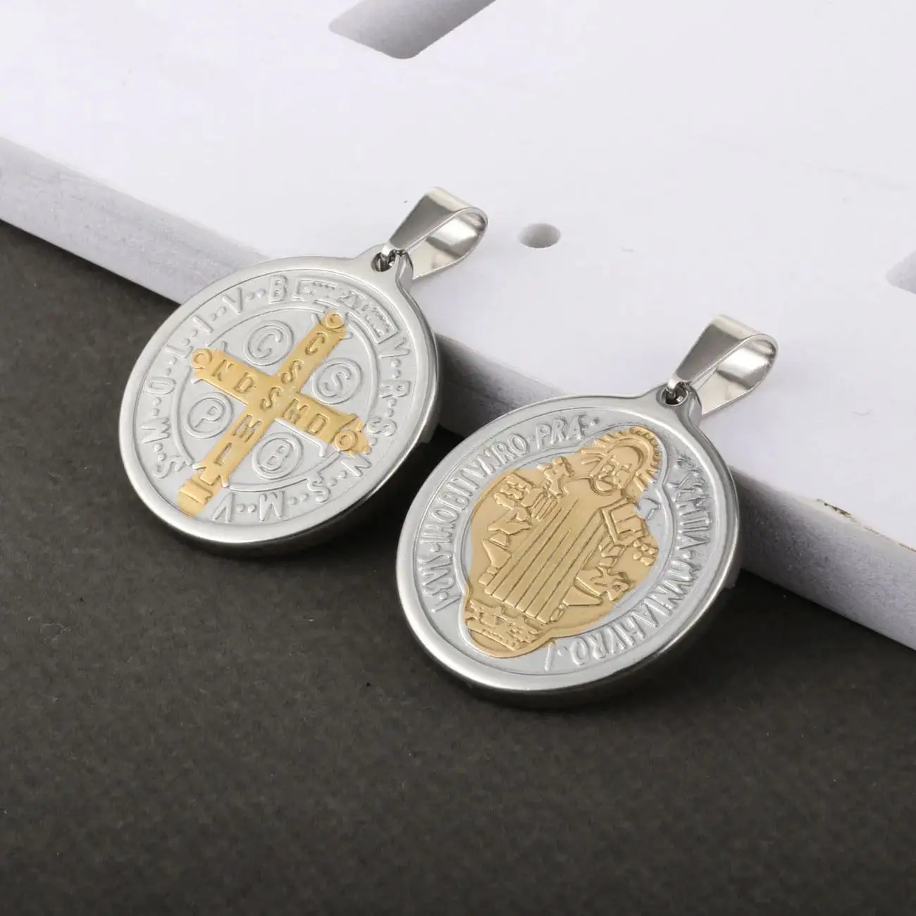 Stainless Steel St. Benedict Medal Pendant